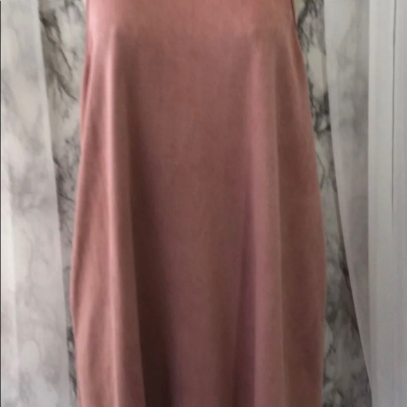 Paper Crane blush Sleeveless Racerback fit and flare Faux Suede Back Zip Dress - Picture 7 of 8